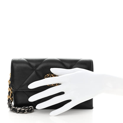 Chanel Lambskin Quilted Chanel 19 Flap Clutch Black 3 of 14