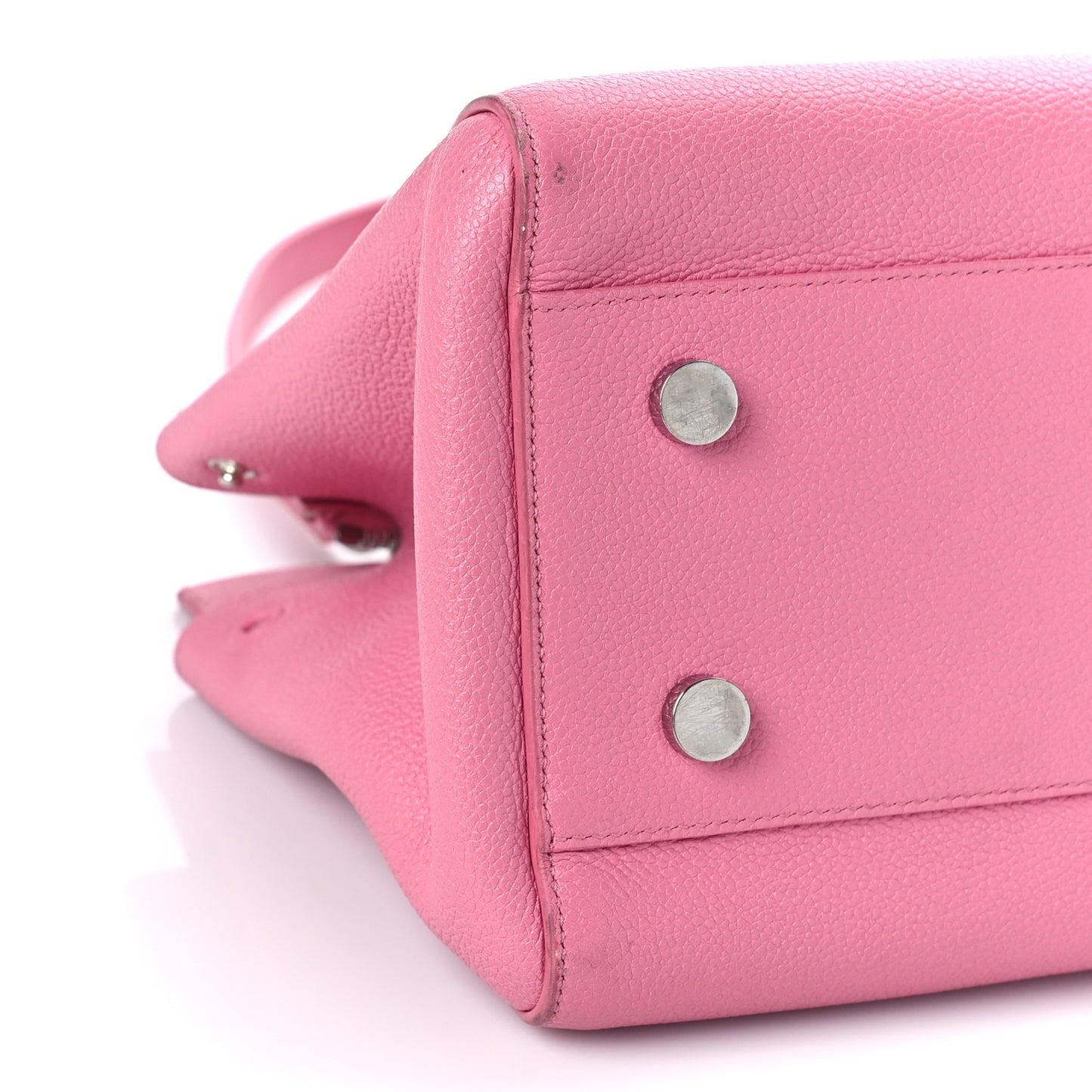 Grained Calfskin Small Cabas Rive Gauche Rose Clair