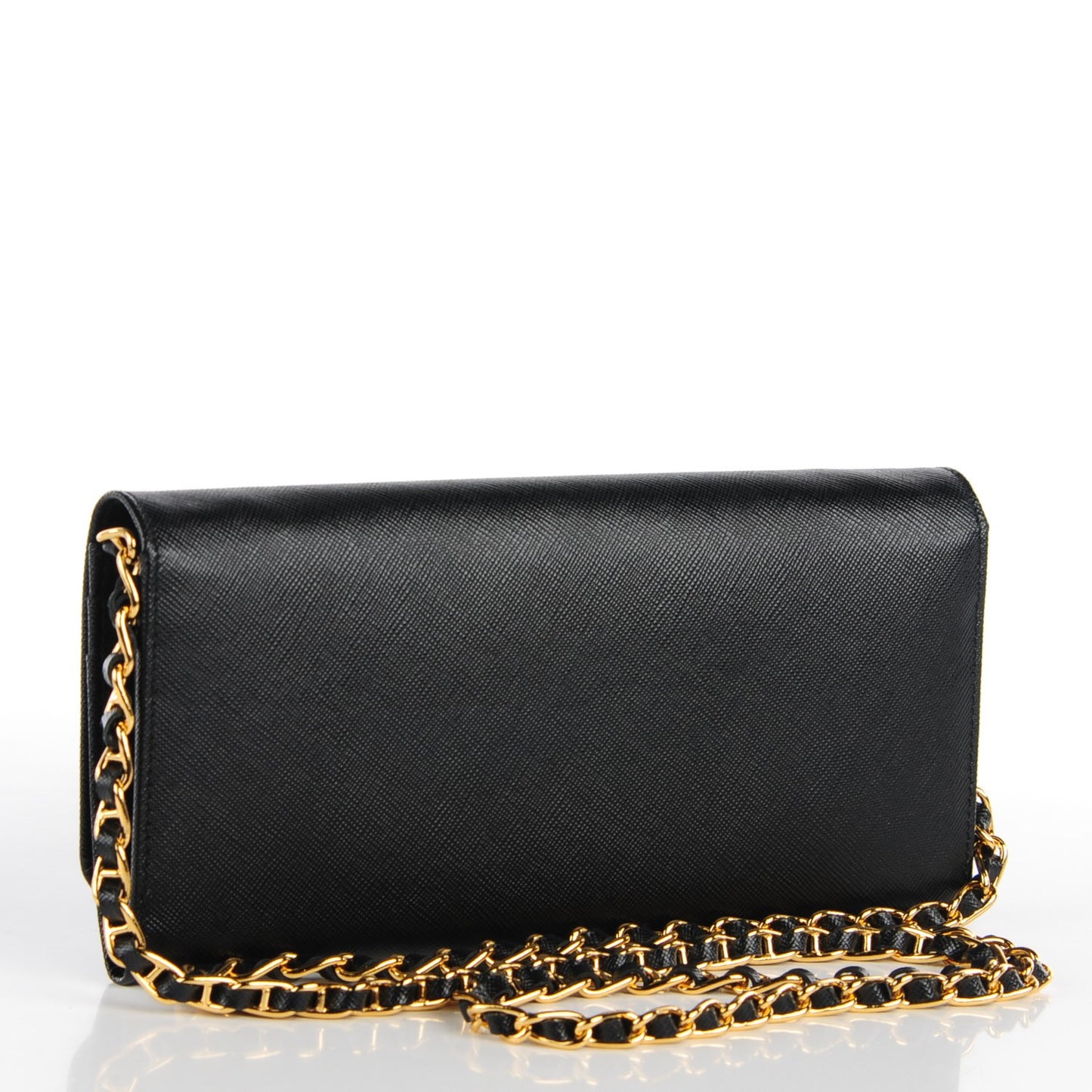 Saffiano Metal Oro Chain Wallet Nero Black