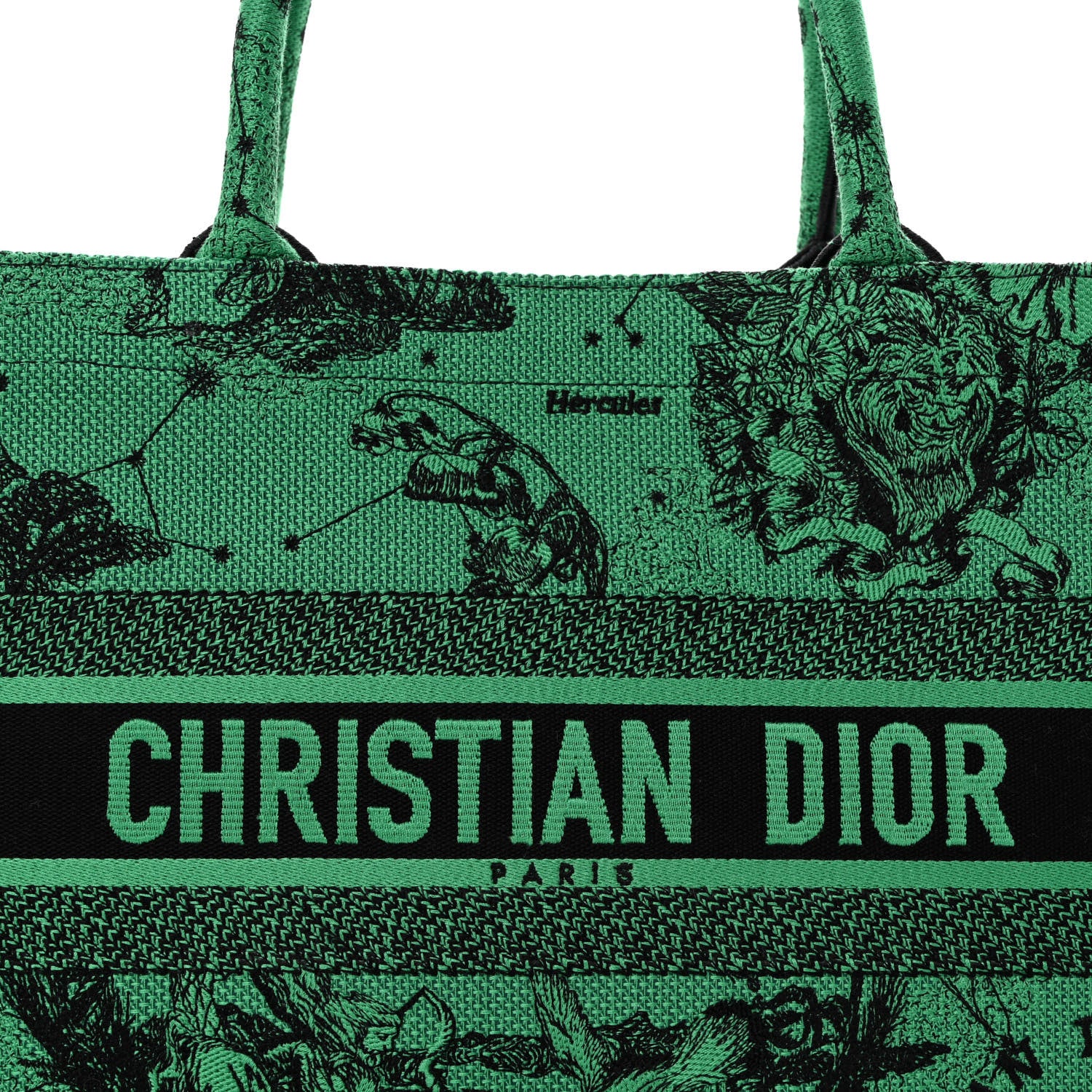 Christian Dior Canvas Embroidered Medium Zodiac Toile De Jouy Book Tote Green 8 of 10