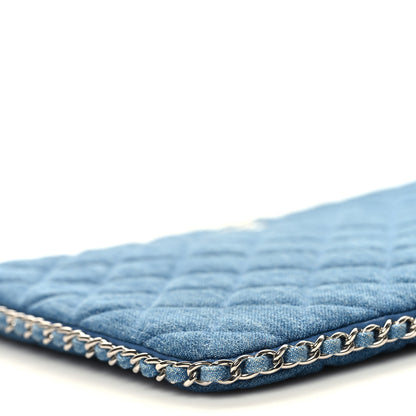 Chanel Denim Chain Around Quilted Medium Cosmetic Case Blue 9 of 10