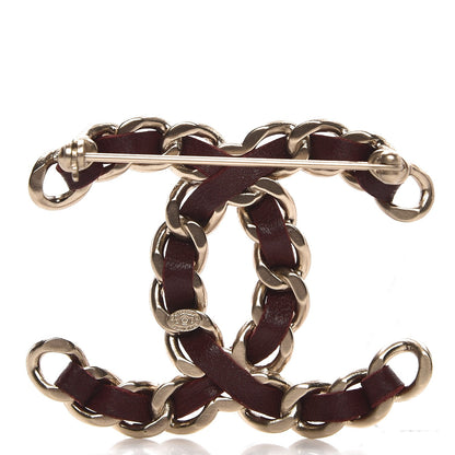 Chanel Lambskin Chain CC Brooch Burgundy 3 of 5