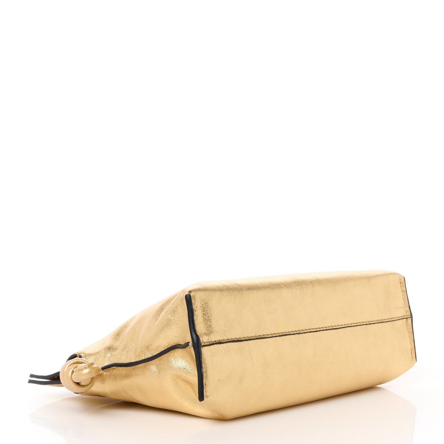 Metallic Calfskin Mini Chain Flamenco Knot Clutch Gold