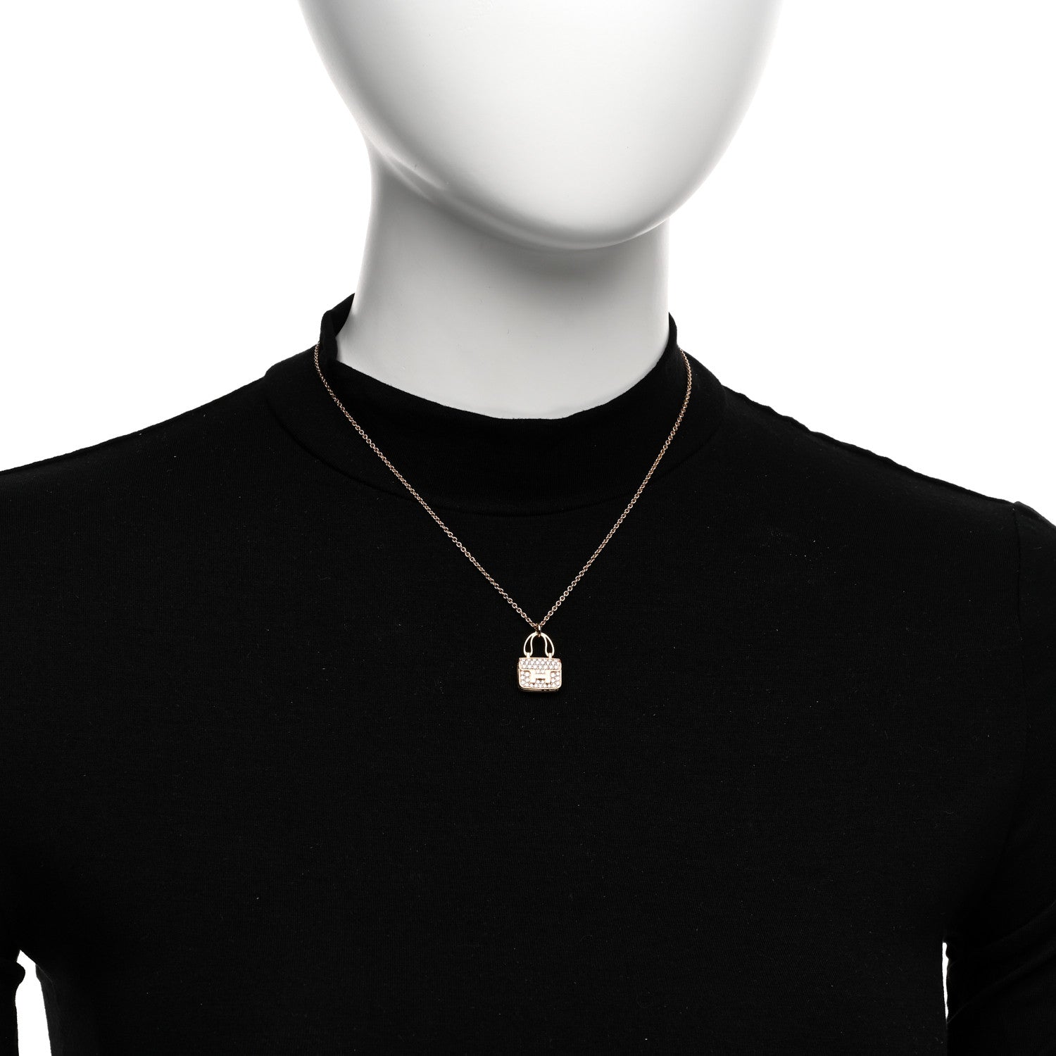 Hermes 18K Rose Gold Diamond Constance Amulettes Pendant Necklace 2 of 5