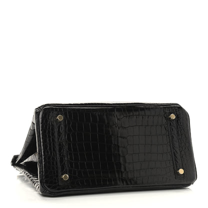 Hermes Shiny Porosus Crocodile Birkin 30 Black 3 of 8