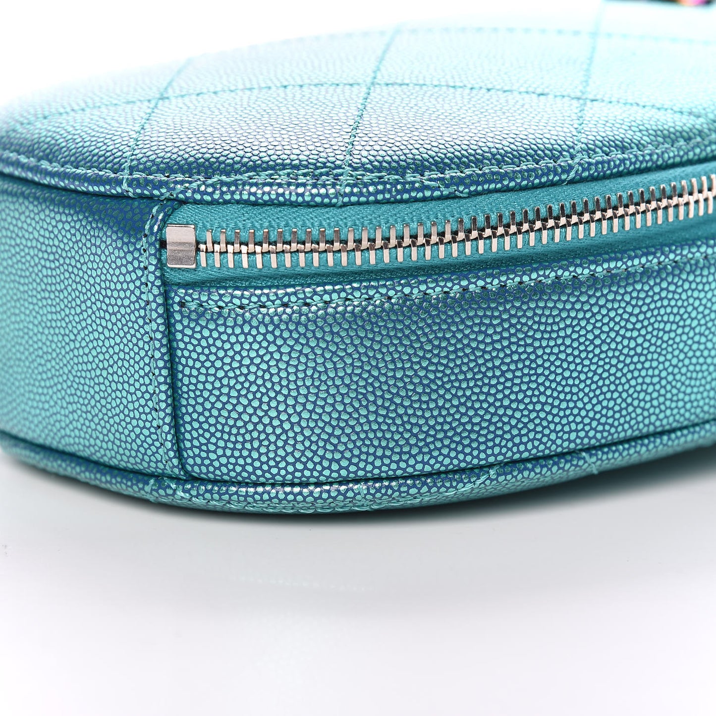 Metallic Caviar Quilted Camera Case Blue