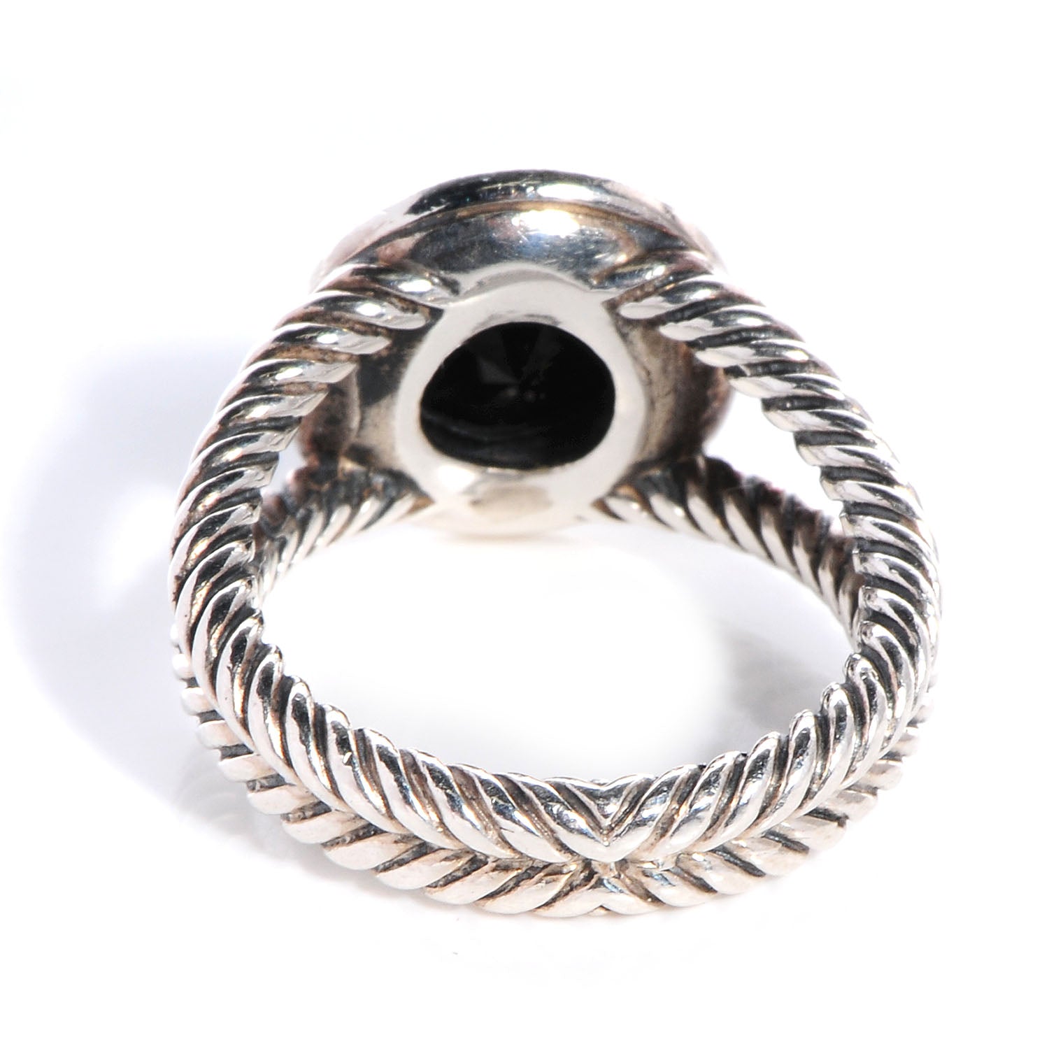 David Yurman Sterling Silver Diamond Black Onyx 8mm Petite Cerise Ring 53 6.5 5 of 5