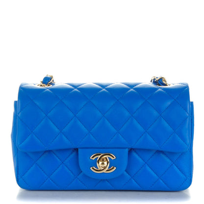 Chanel Lambskin Quilted Mini Rectangular Flap Blue 1 of 8