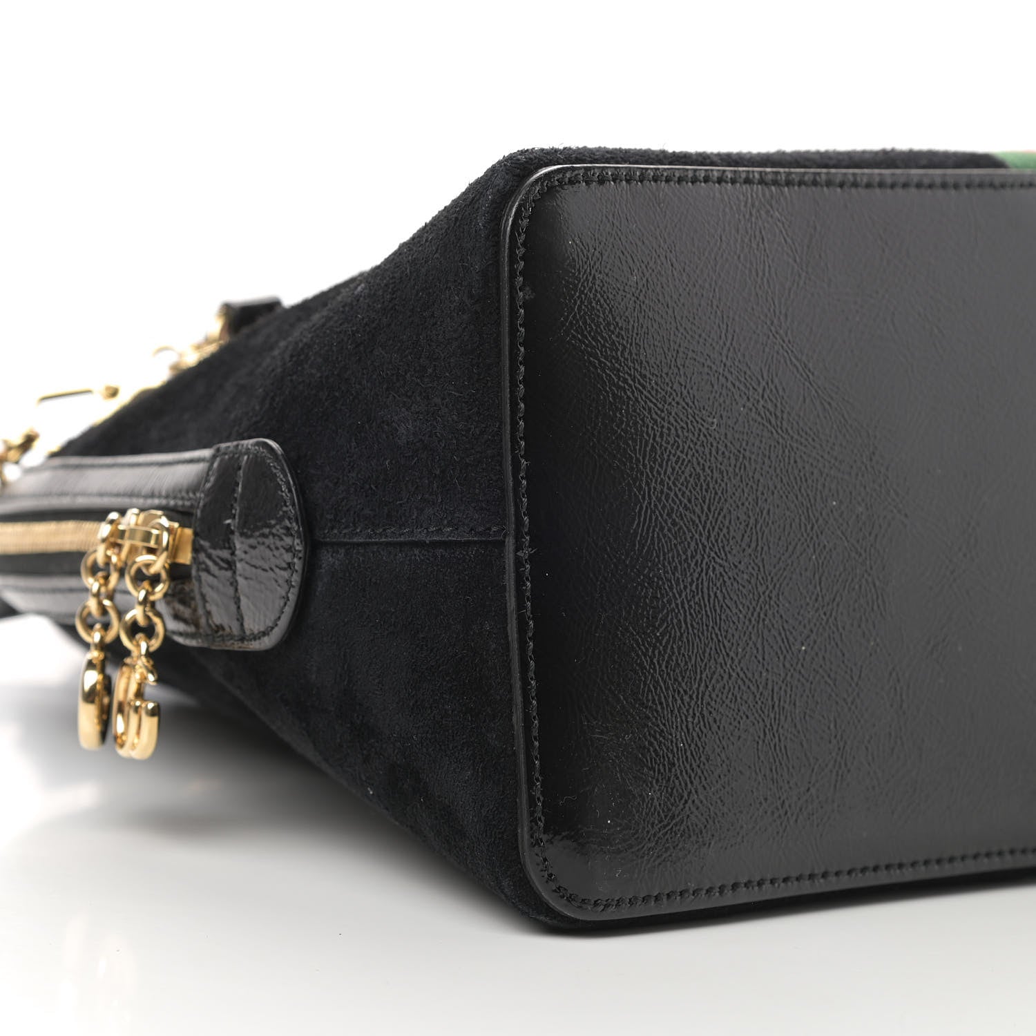 Gucci Suede Patent GG Web Medium Ophidia Top Handle Dome Bag Black 10 of 14