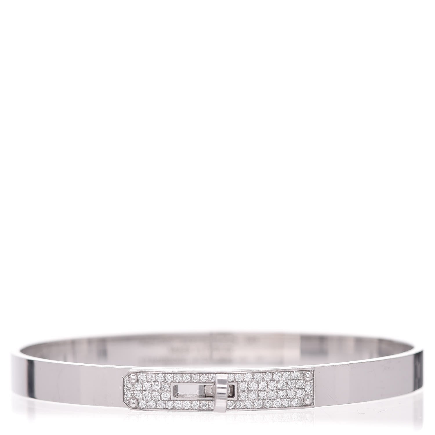 Hermes 18K White Gold Diamond PM Kelly Pave Bracelet SH 1 of 4