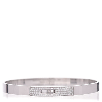 Hermes 18K White Gold Diamond PM Kelly Pave Bracelet SH 1 of 4