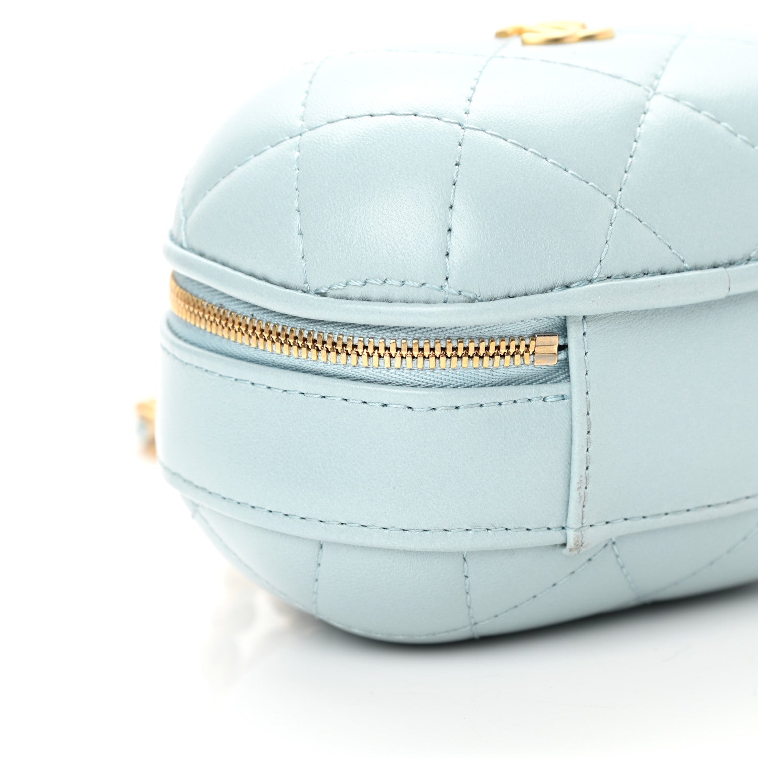 Chanel Lambskin Quilted CC Bubble Vanity Case With Chain Light Blue 9 of 13