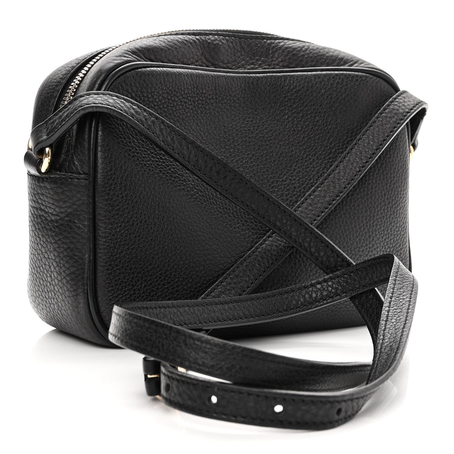 Pebbled Calfskin Small Soho Disco Bag Black