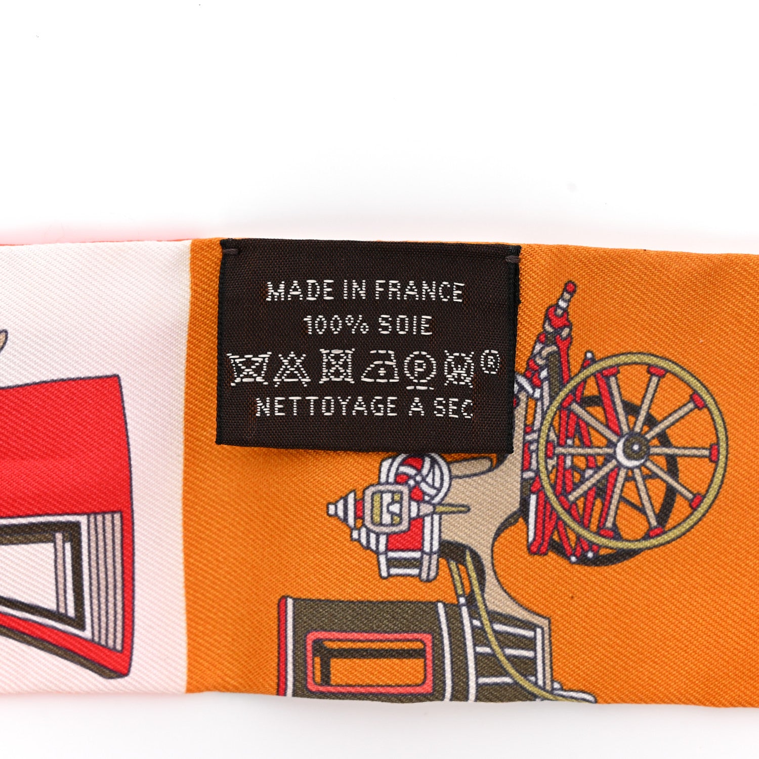 Hermes Silk Les Voitures Exquises Twilly Orange Beige Kaki 2 of 4