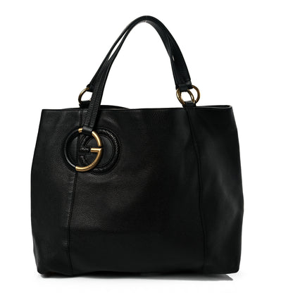 Gucci Pebbled Calfskin Twill Medium Tote Black 1 of 9
