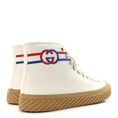 Gucci Canvas Interlocking G Mens High Top Sneakers 8.5 Mystic White 5 of 9