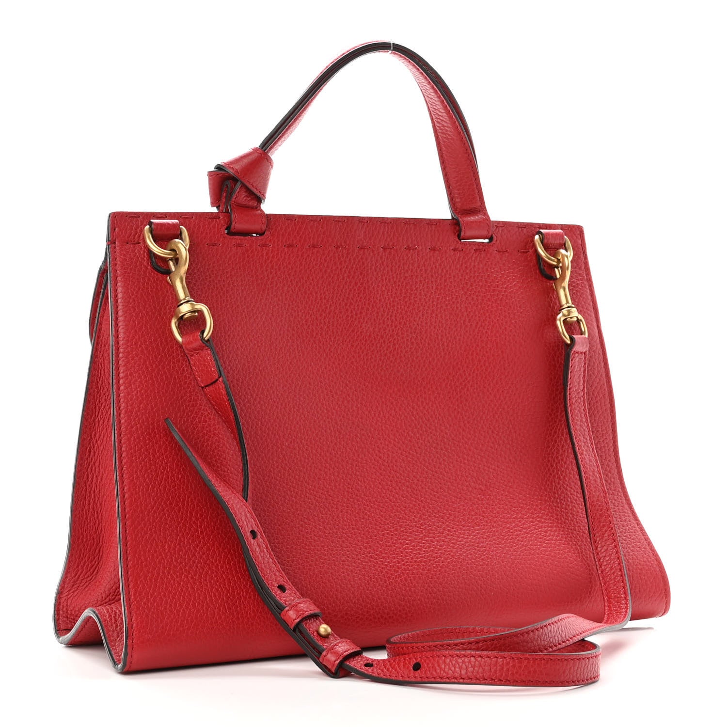 Gucci Calfskin Small GG Marmont Top Handle Bag Vulcanic Red 3 of 10