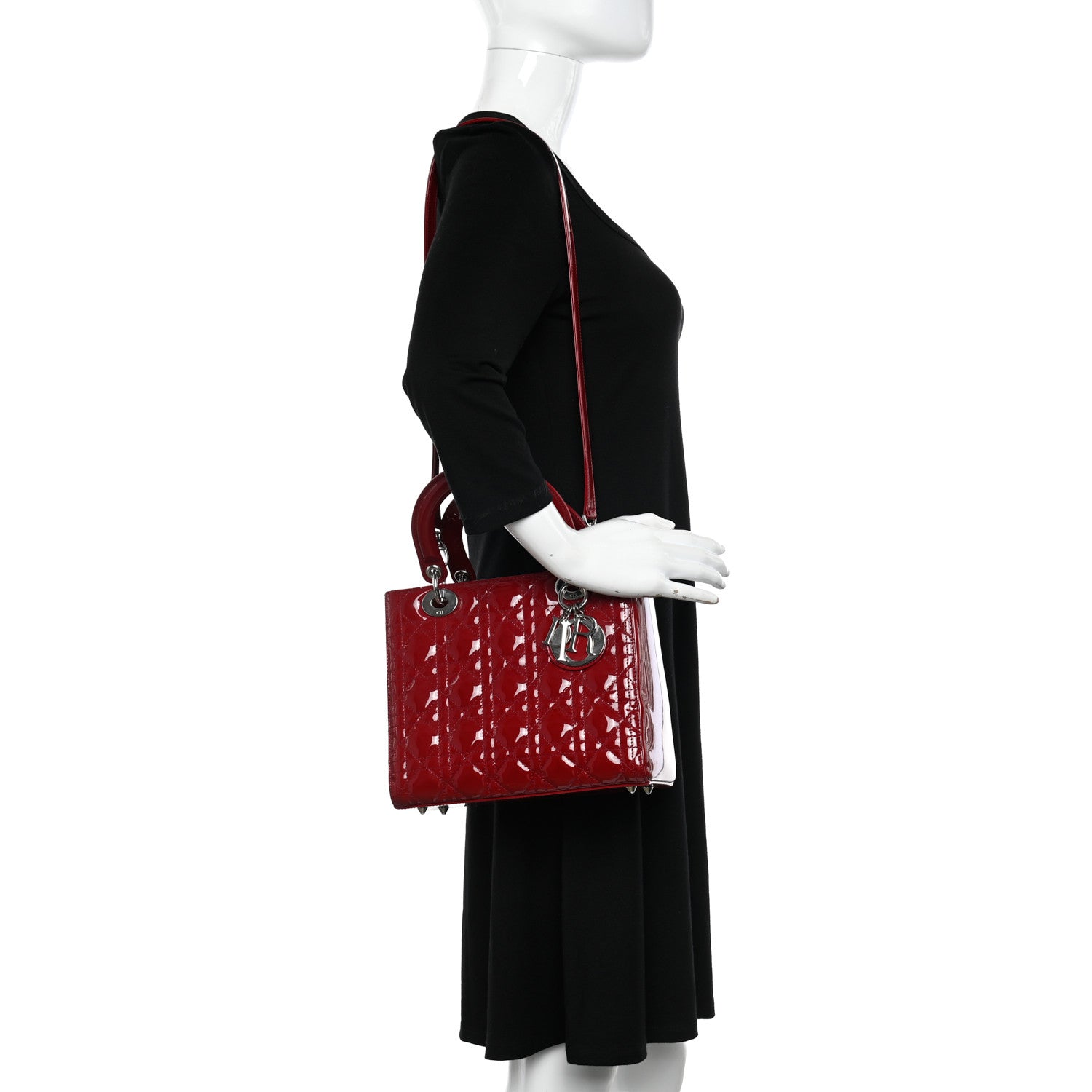 Christian Dior Patent Cannage Medium Lady Dior Red 2 of 11