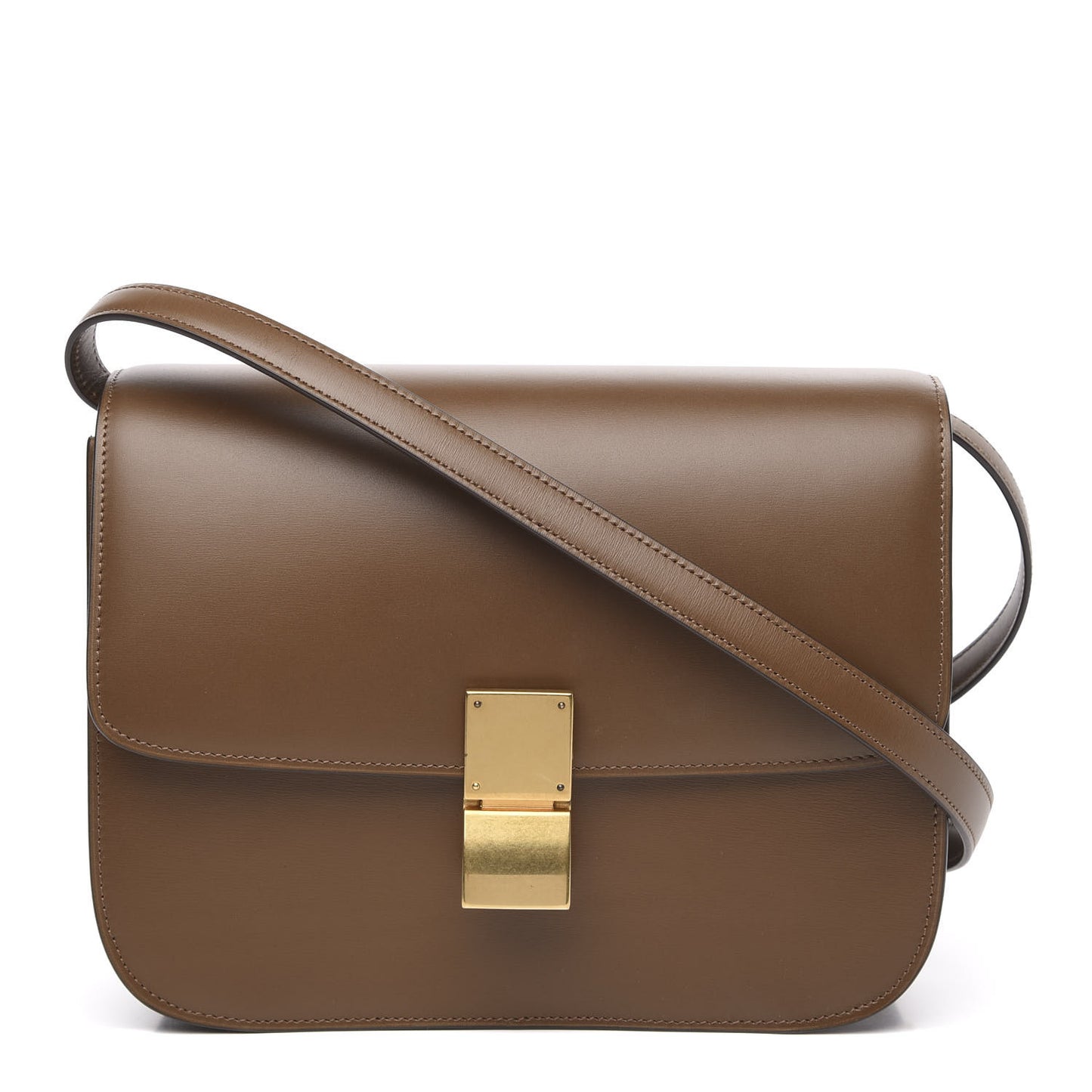 Box Calfskin Medium Classic Box Flap Bag Camel