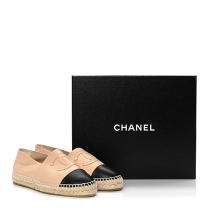 Chanel Lambskin CC Espadrilles 39 Beige Black 10 of 10