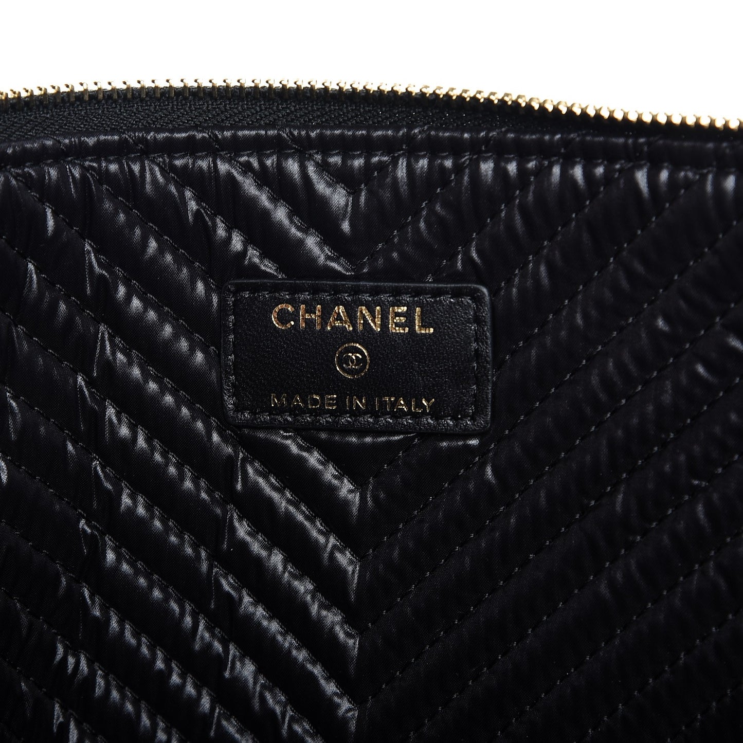 Caviar Chevron Large Boy Cosmetic Case Black