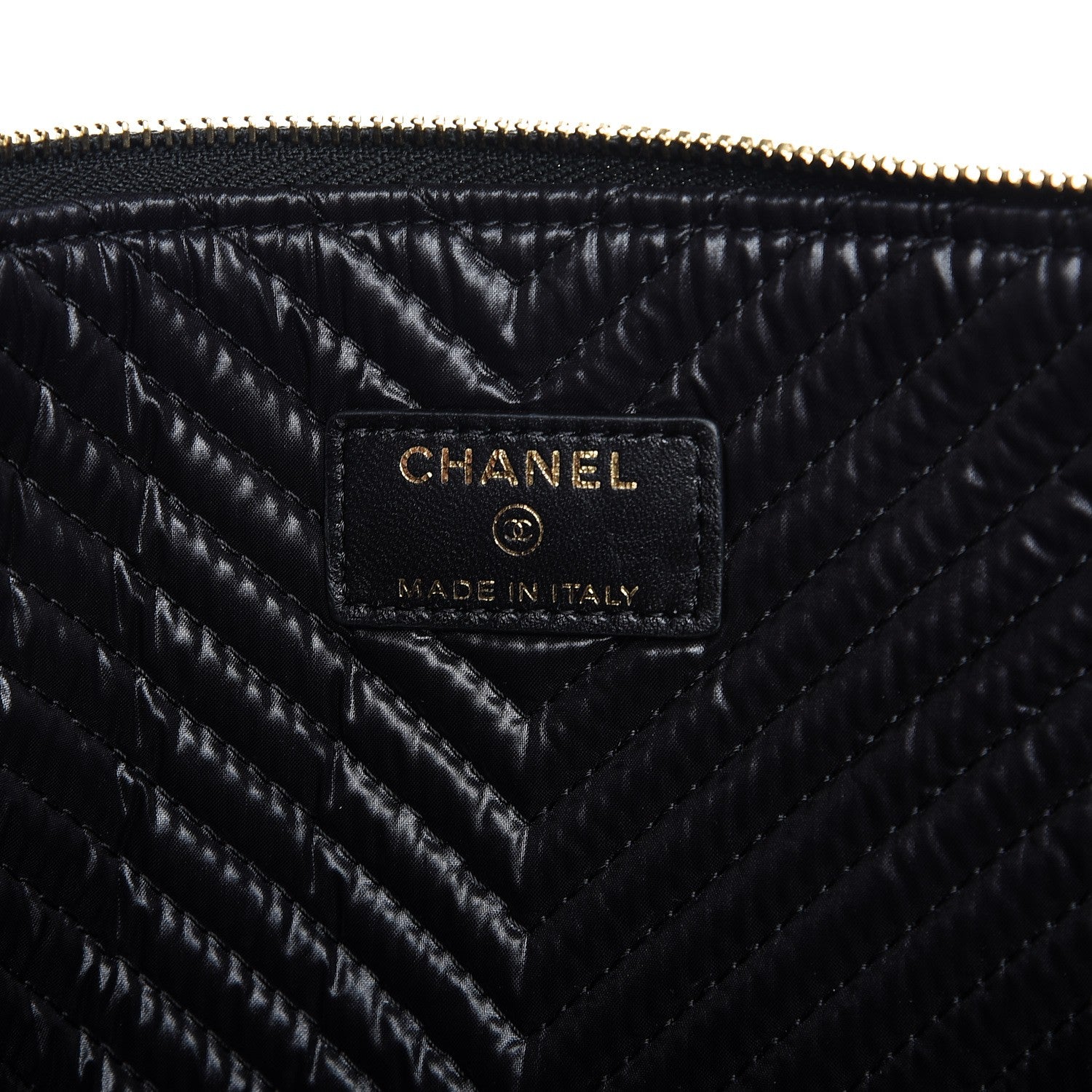 Chanel Caviar Chevron Large Boy Cosmetic Case Black 6 of 7