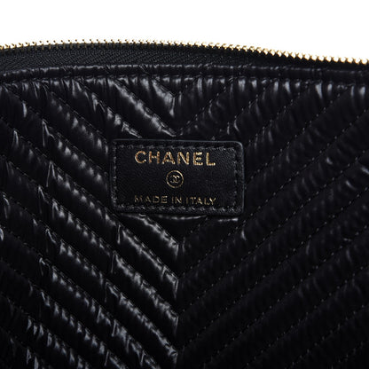 Chanel Caviar Chevron Large Boy Cosmetic Case Black 6 of 7