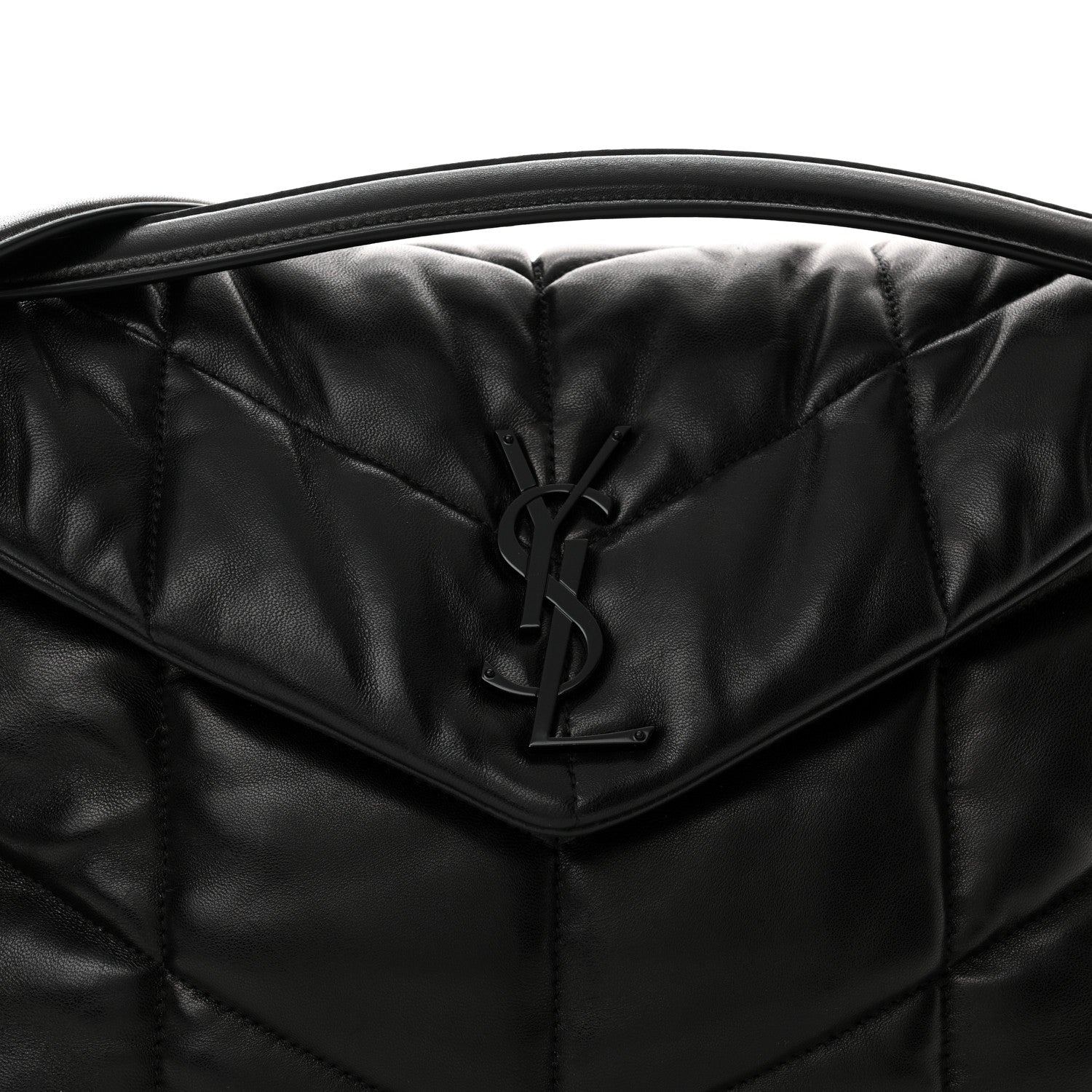 Saint Laurent Lambskin Quilted Monogram Monochrome Medium Loulou Puffer Chain Satchel Black 8 of 10