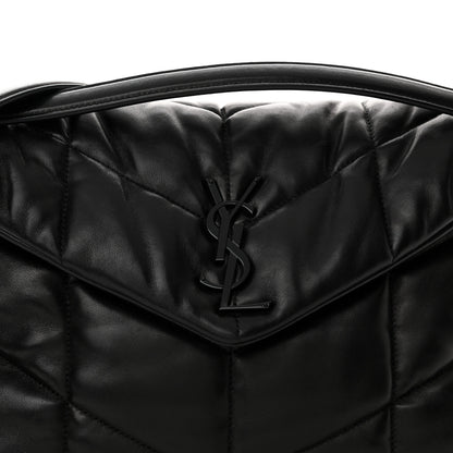 Saint Laurent Lambskin Quilted Monogram Monochrome Medium Loulou Puffer Chain Satchel Black 8 of 10