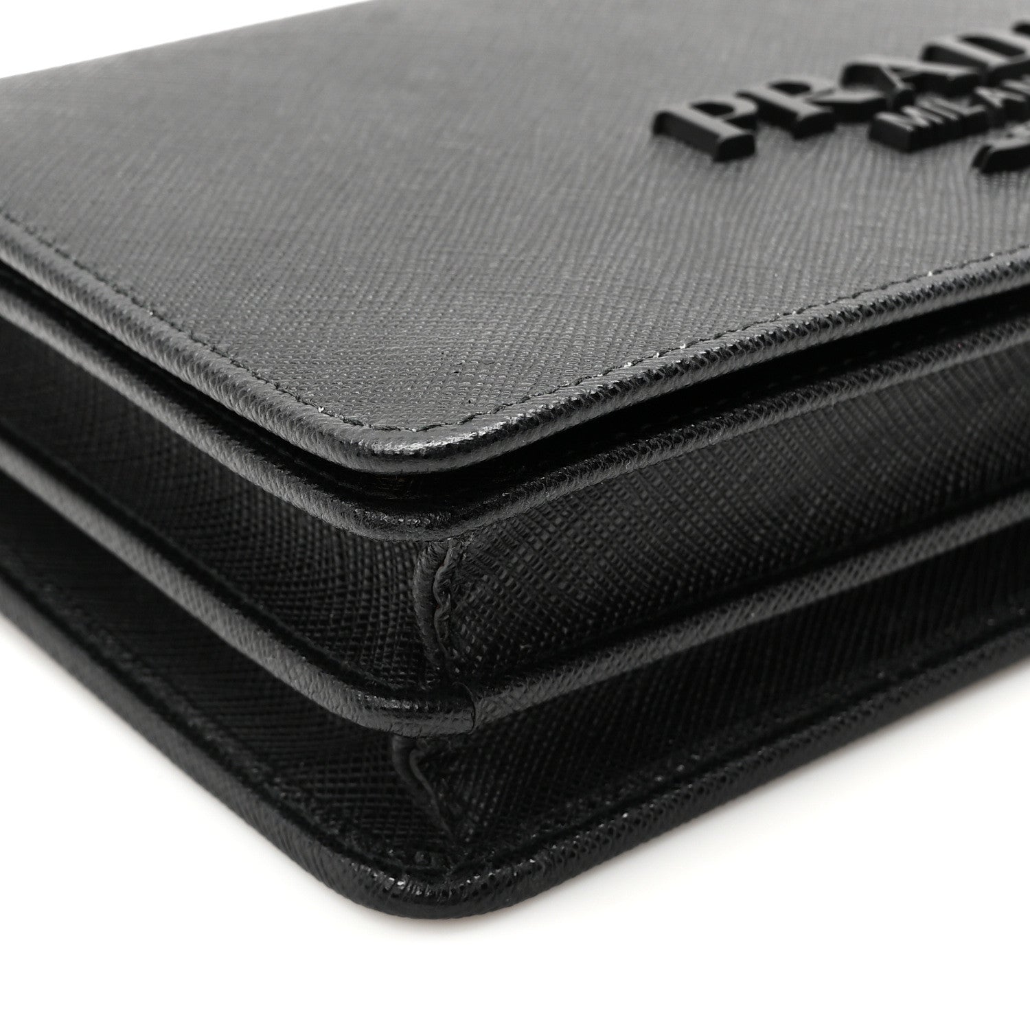 Prada Saffiano Lux Monochrome Chain Wallet Black 8 of 9