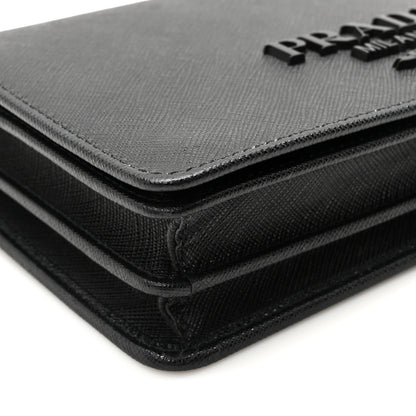 Prada Saffiano Lux Monochrome Chain Wallet Black 8 of 9