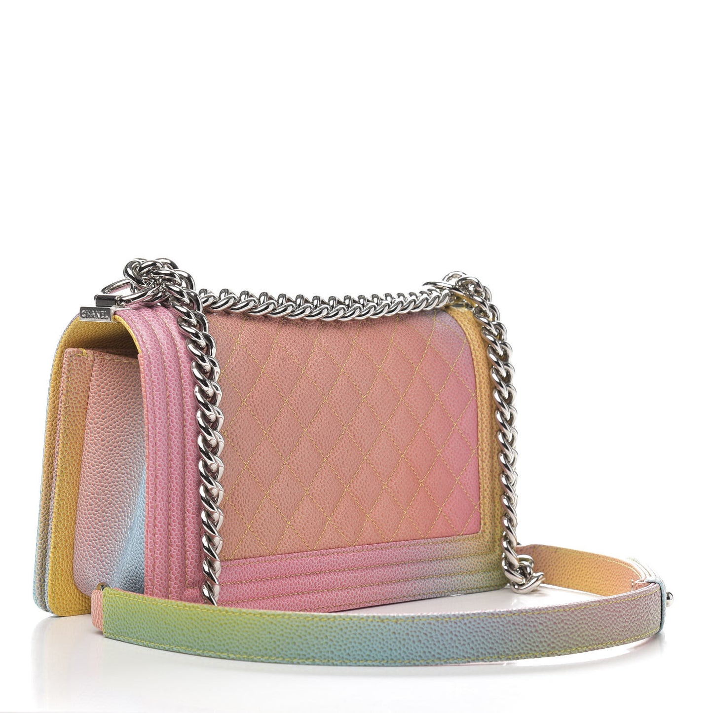 Caviar Quilted Medium Rainbow Boy Flap Multicolor