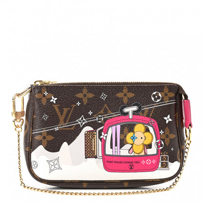 Louis Vuitton Monogram 2019 Christmas Animation Mini Courchevel Pochette Accessories Fuchsia 1 of 8