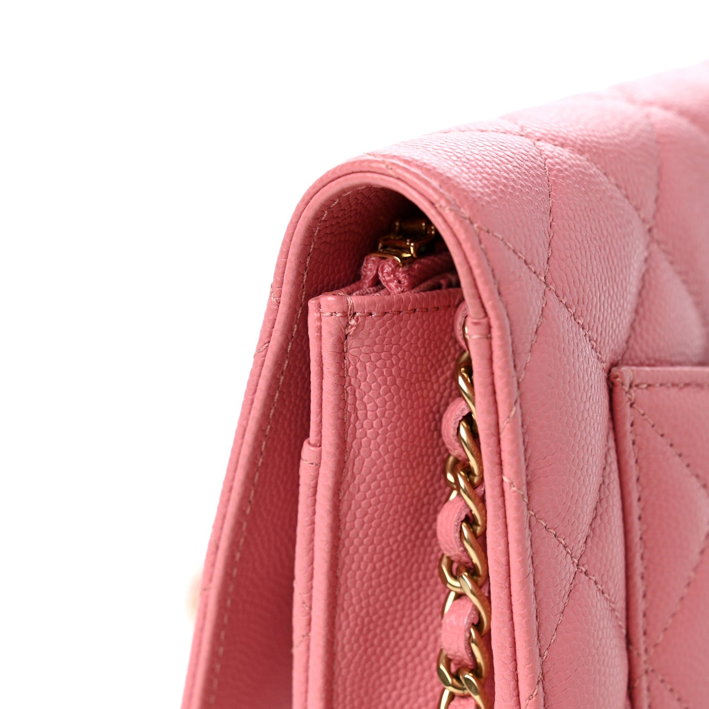 Caviar Quilted Wallet on Chain WOC Pink