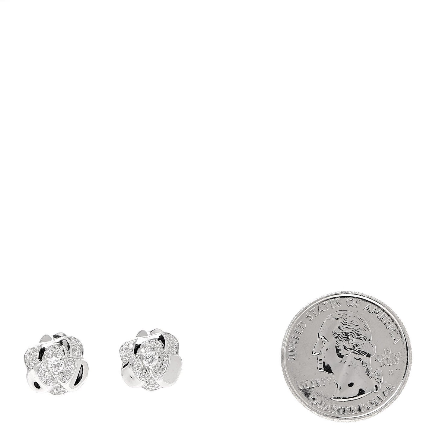 18K White Gold Diamond .62ctw Camelia Stud Earrings