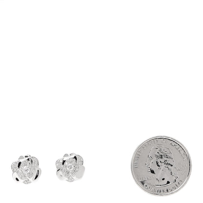 Chanel 18K White Gold Diamond .62ctw Camelia Stud Earrings 2 of 5