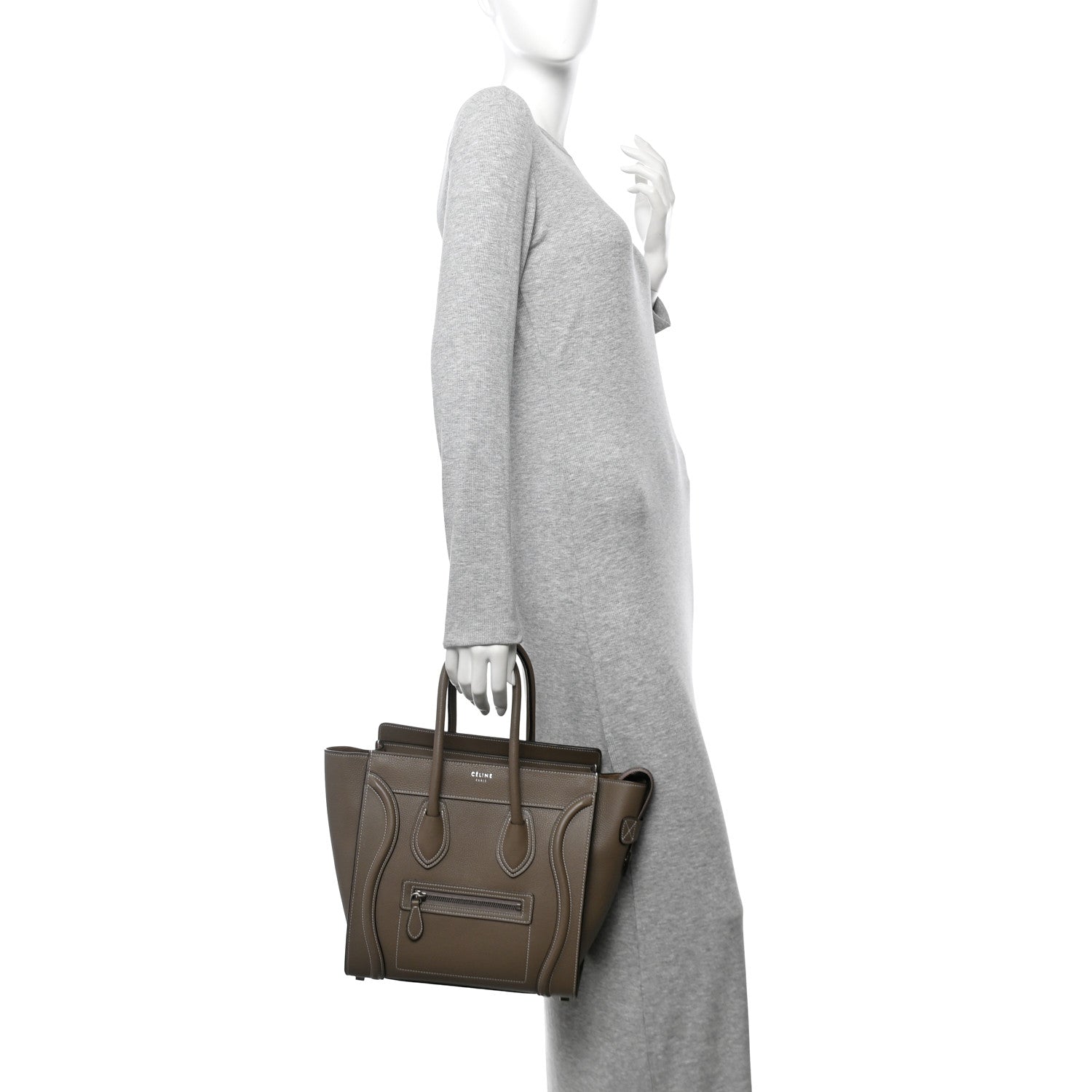 Celine Drummed Calfskin Micro Luggage Souris 2 of 10