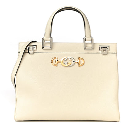 Gucci Grainy Calfskin Medium Zumi Top Handle Bag Mystic White 1 of 12