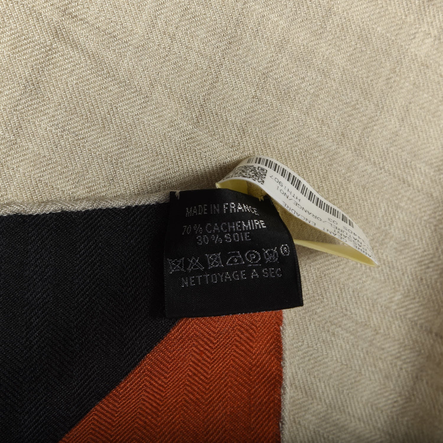 Hermes Cashmere Silk Encadre H Passant Giant Scarf 140 Gris Chine Rouge Black 3 of 4