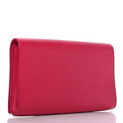Saint Laurent Calfskin Monogram Large Belle De Jour Clutch Lipstick Fuchsia 3 of 8