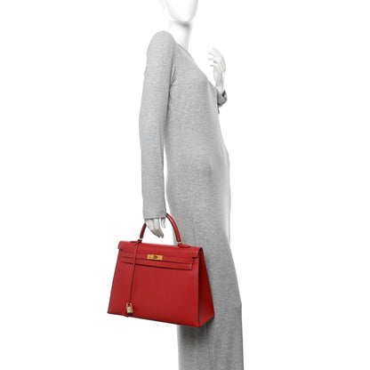 Hermes Ardennes Kelly Sellier 35 Rouge Vif 2 of 10