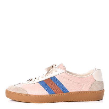 Gucci Calfskin Suede Web Mens G74 Sneakers 12 Oatmeal Soft Rose 1 of 10