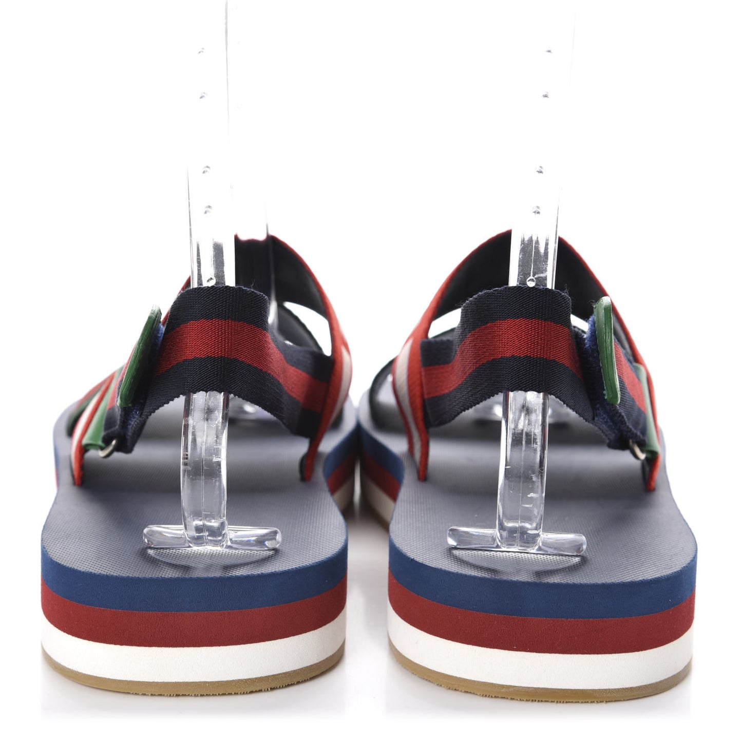 Nylon Stripe Logo Mens Platform Slingback Sandals 12 Green Red Poppy