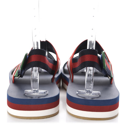 Gucci Nylon Stripe Logo Mens Platform Slingback Sandals 12 Green Red Poppy 5 of 9