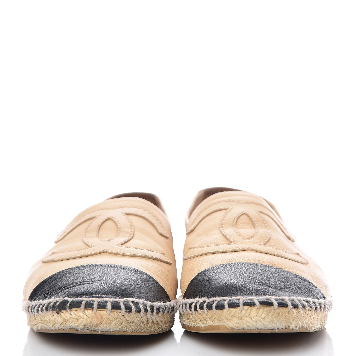 Chanel Lambskin CC Espadrilles 38 Beige Black 2 of 17