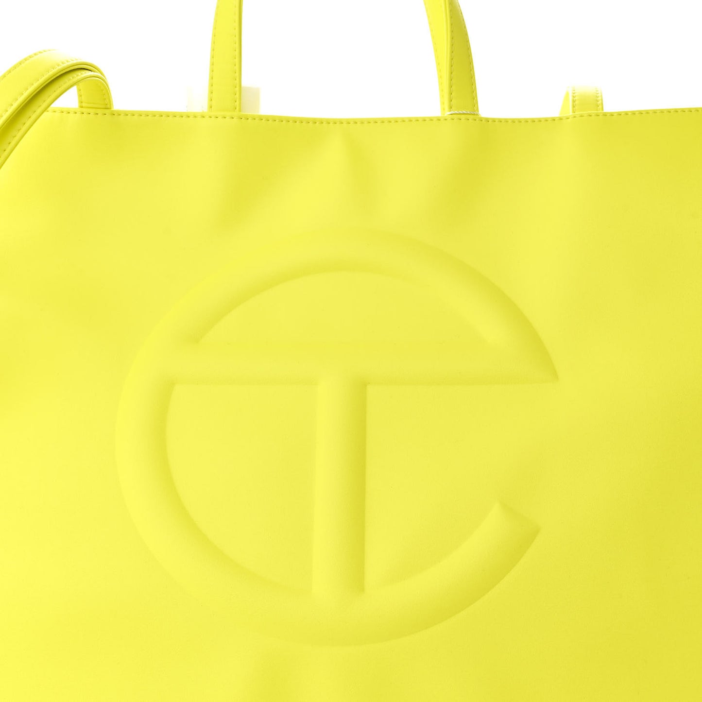 Vegan Leather Large Shopping Bag Highlighter Yellow