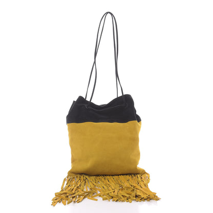 Prada Suede Scamosciato Fringe Shoulder Bag Mimosa Black 11 of 11