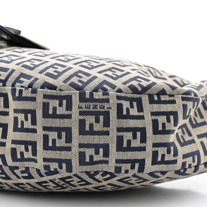 Fendi Zucchino Half Moon Baguette Navy Blue 9 of 11