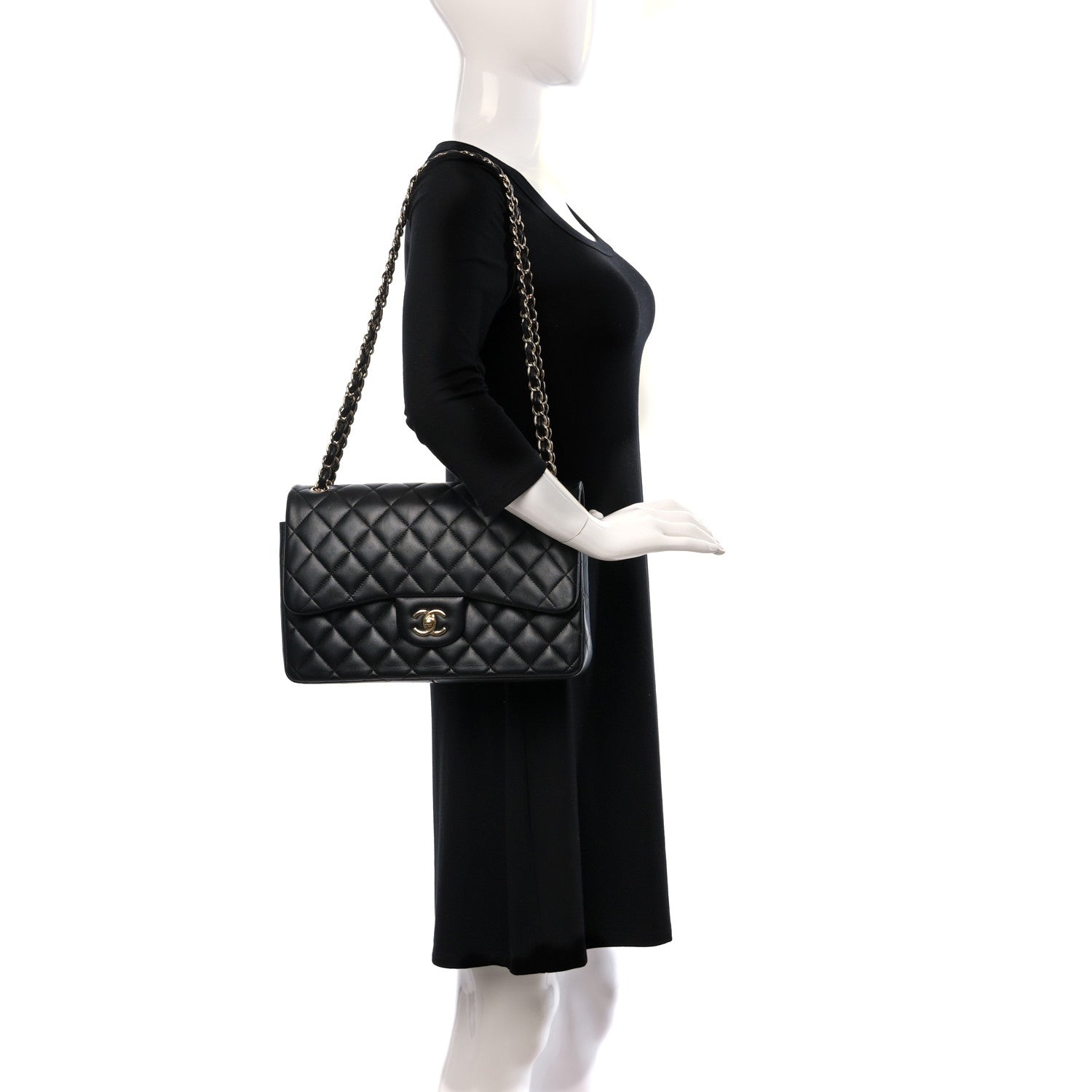Chanel Lambskin Quilted Jumbo Double Flap Black 2 of 21