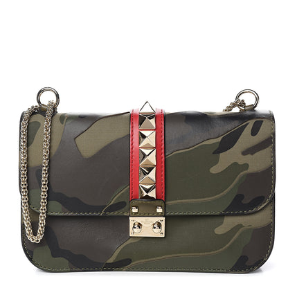 Valentino Garavani Nappa Canvas Camouflage Medium Glam Lock Rockstud Flap Verde 1 of 11